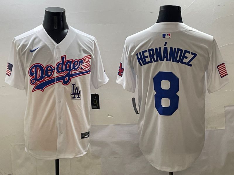 Men Los Angeles Dodgers #8 Hernandez White Second generation Joint Name Nike 2025 MLB Jersey style 9->los angeles dodgers->MLB Jersey